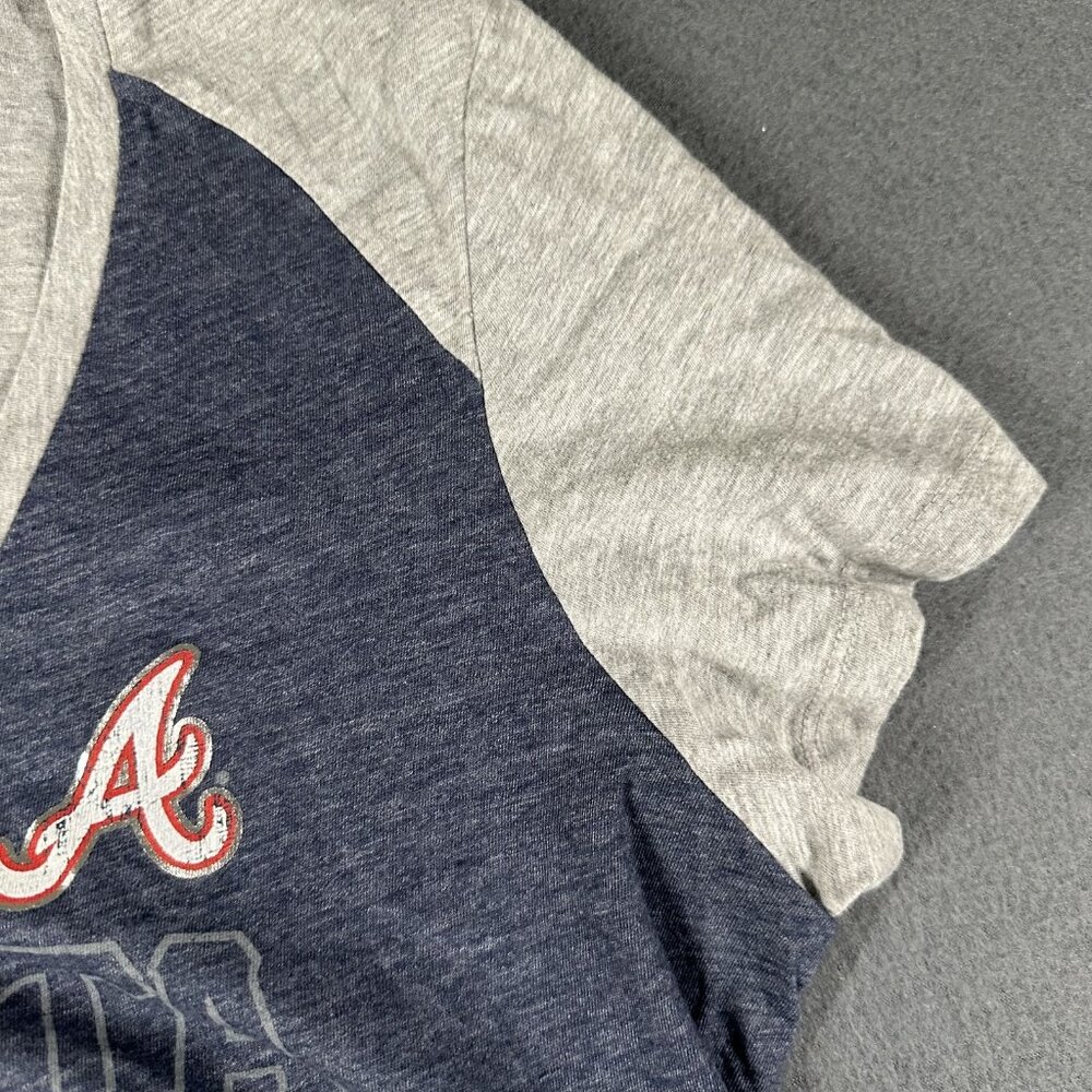 Atlanta Braves Shirt Womens‎ XL Blue Gray MLB Baseball Tee Short Sleeve Genuine - Picture 5 of 9
